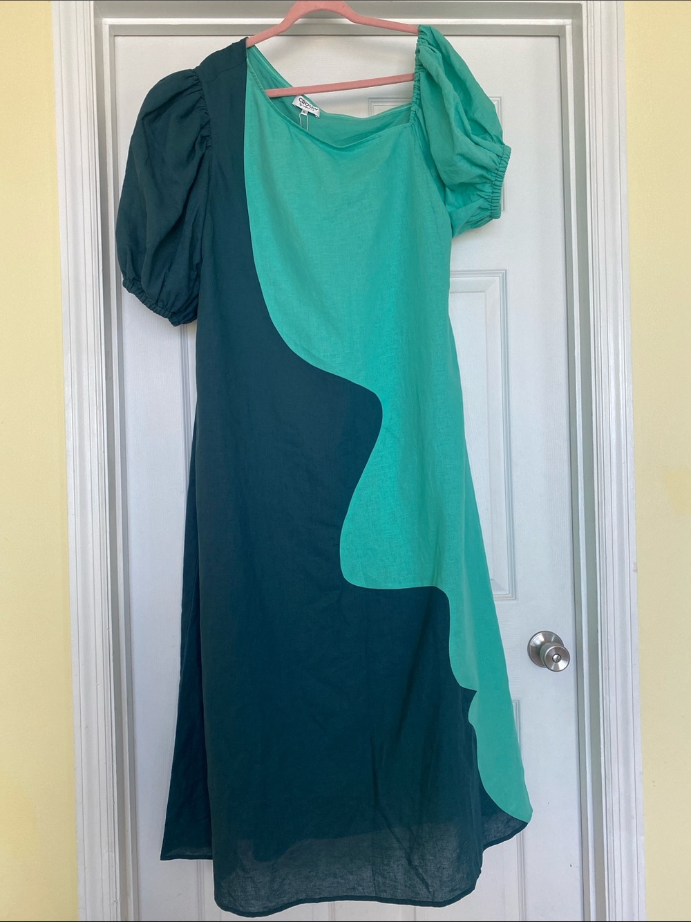 CROSBY by Mollie Burch NWT Colorblock Maxi Dress in Teal and Dark Green